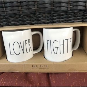 Rae Dunn LOVER FIGHTER mug set NEW